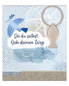Fisch-Schlüsselanhänger aus silberfarbenem Metall
