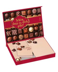 Notizzettelbox »Schön, dass es dich gibt« mit Pralinendesign