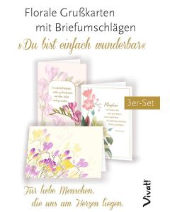 3er-Set Grußkarten »Du bist einfach wunderbar«