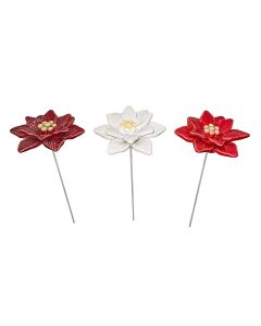 3er-Set Blumenstecker »Weihnachtsstern« aus Keramik