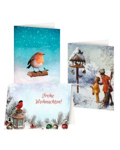 3er-Set Grußkarten »Wintervögel«