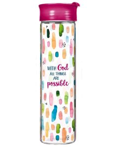 Glasflasche 'With God all things are possible'