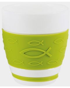 Cappuccino Tasse mit Silikonband, grün