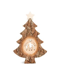 Weihnachtsbaum mit Sägemotiv 'Krippe'