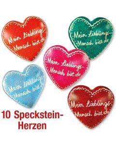 Speckstein-Herzen 'Mein Lieblings-Mensch' 10 Ex.