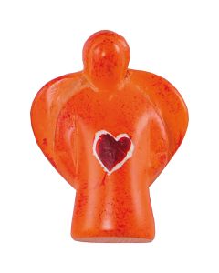 Speckstein-Engel mit Herz (orange)