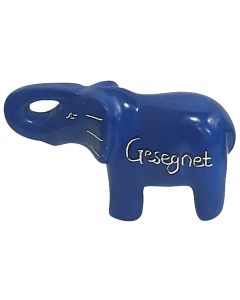 Speckstein-Elefant 'Gesegnet' blau, groß