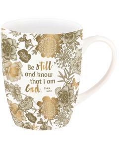Tasse 'Be still and know that I am God. Psalm 46,10' Gold-Edition