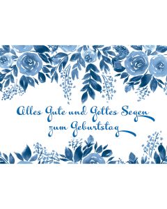 Postkarte Geburtstag 'Blaue Rosen' 4 Ex.