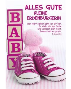 Faltkarte Geburt 'Alles Gute' (pink)