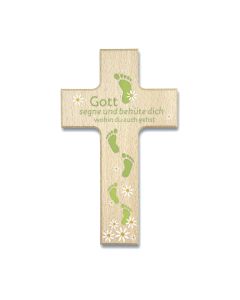Holzkreuz 'Gott segne und behüte' grün