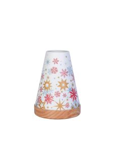 Windlicht Porzellan 10 cm 'Schneekristalle & Sterne' mit Sockel