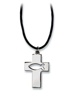 Halskette 'Kreuz - Ausstanzung Ichthys'